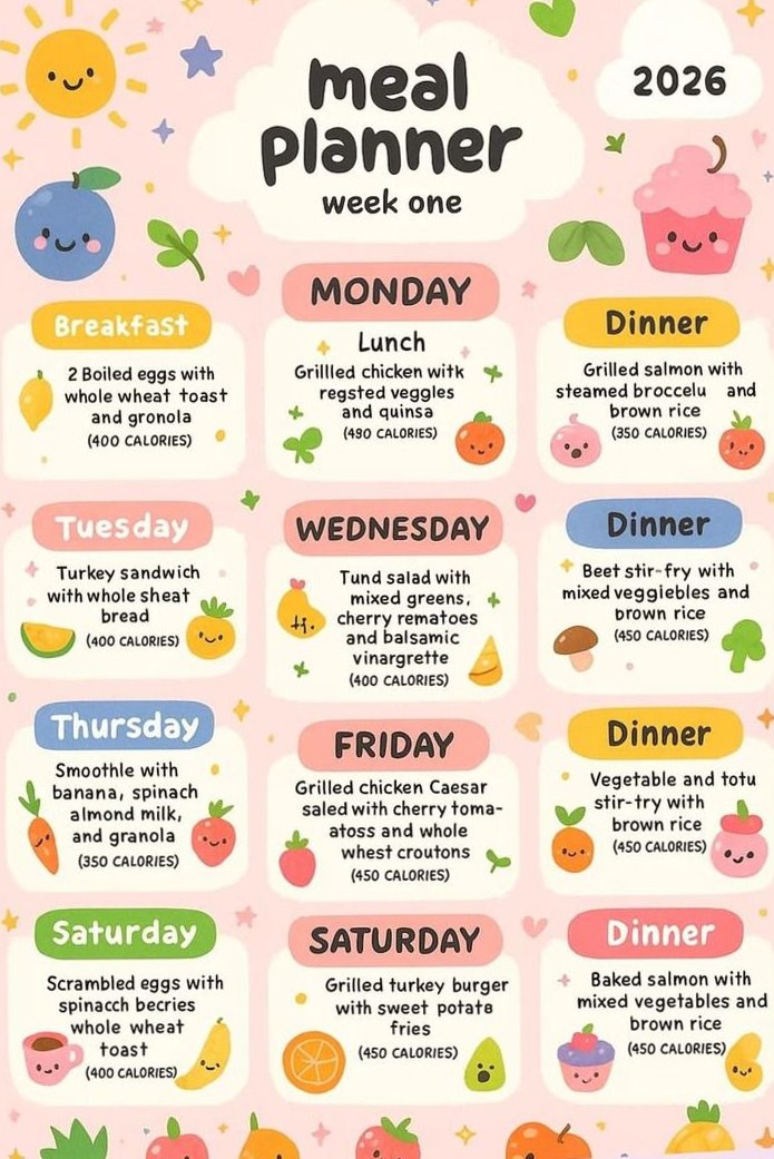📅 🖇️ secret to staying productive: The Ultimate Aesthetic Weekly Planner Template for Meal Prep