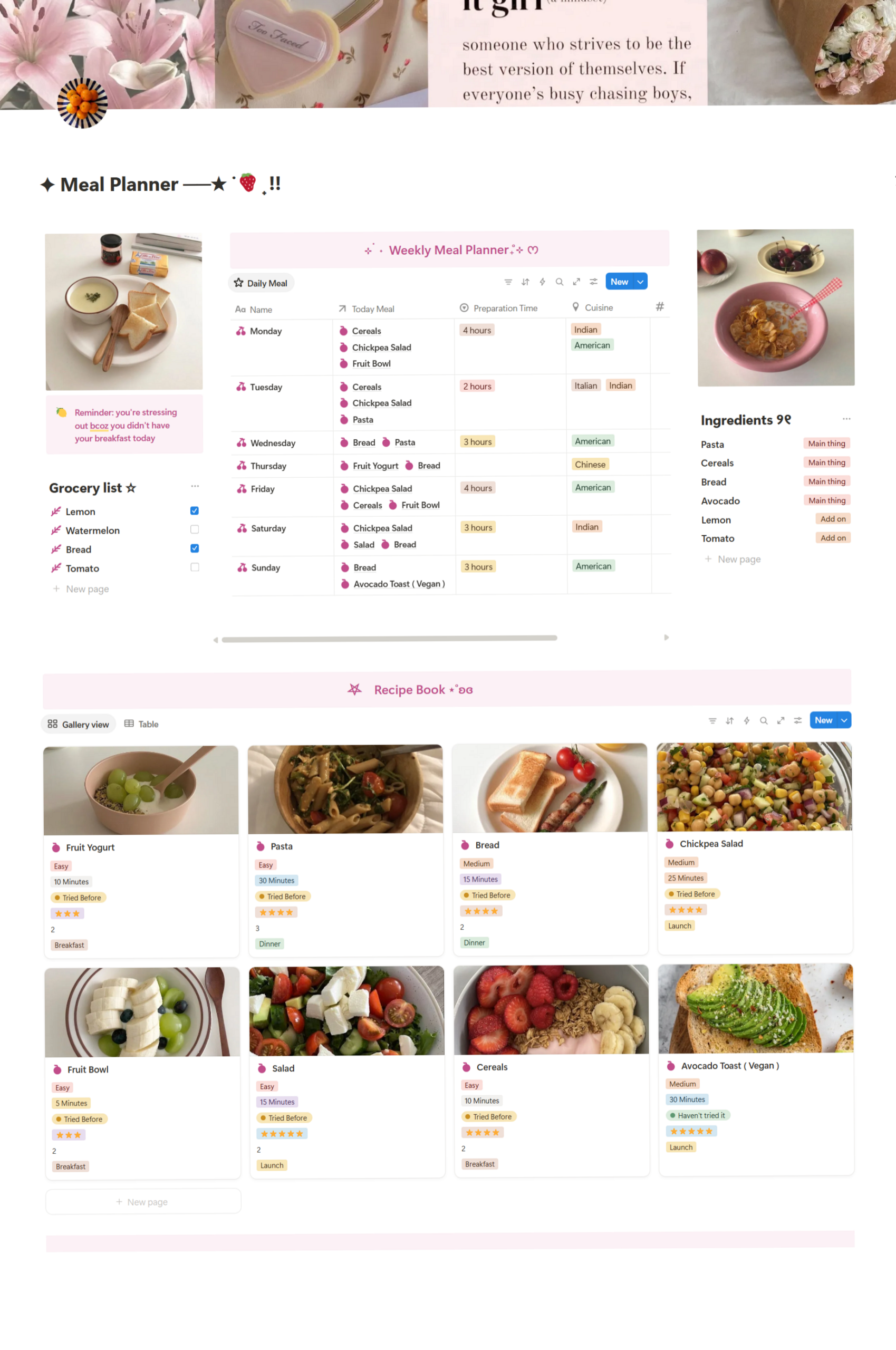 📅 📌 secret to staying productive: Digital Meal Planner for Creative Organization & Design Inspiration