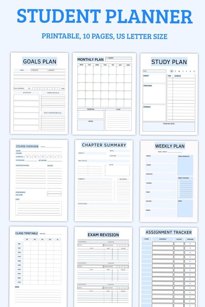🖌️ 🪄 secret to staying productive: 9-in-1 Student Planner Bundle | Daily, Weekly, Monthly PDF Organizers