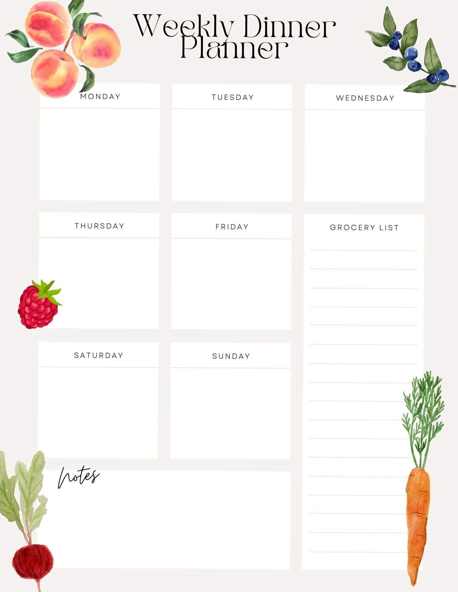 ✨ 🌿 secret to staying productive: Printable Weekly Dinner Planner PDF for Family Meal Organization