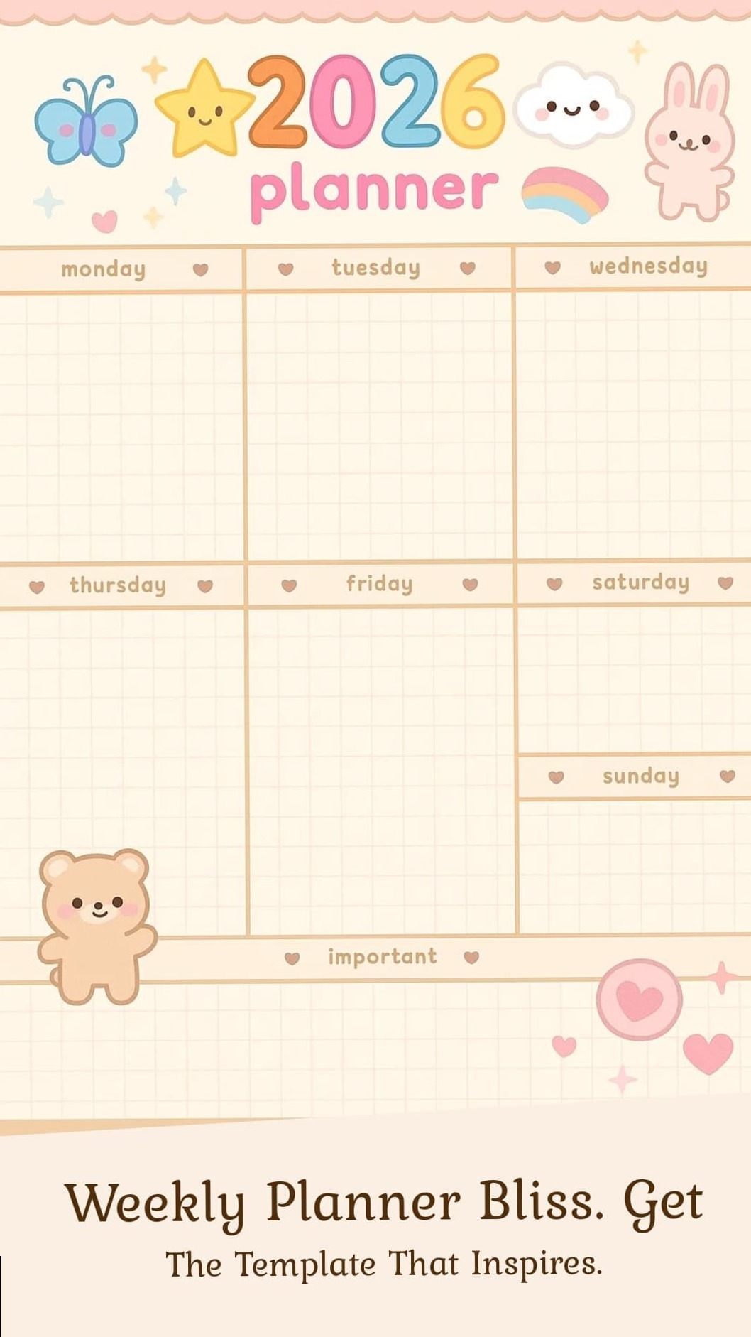 🎨 🪄 secret to staying productive: Sweet Printable Weekly Planner for Organized Days