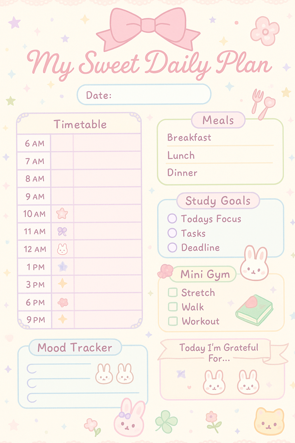 🕯️ 🤍 secret to staying productive: Cute Daily Schedule Template for Planners & Design Lovers