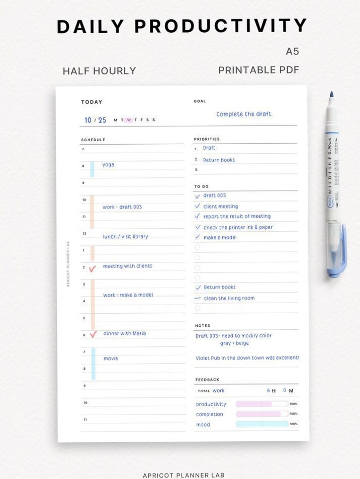 💎 🖌️ secret to staying productive: Daily Structured Planner for Creative Productivity