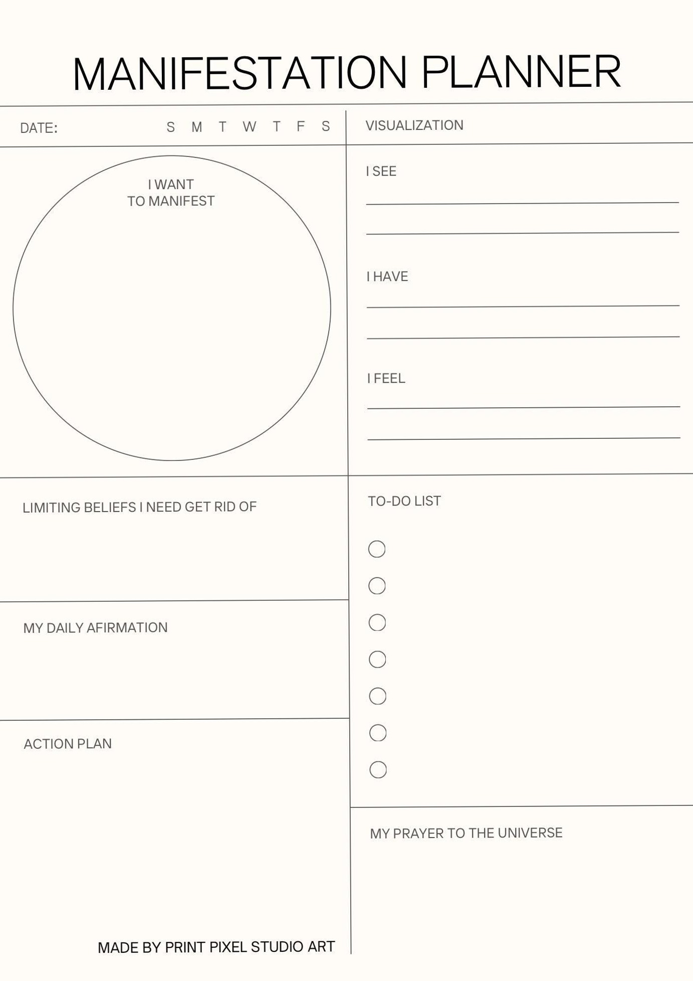 🖌️ 🎨 secret to staying productive: Agenda quotidien de manifestation imprimable PDF