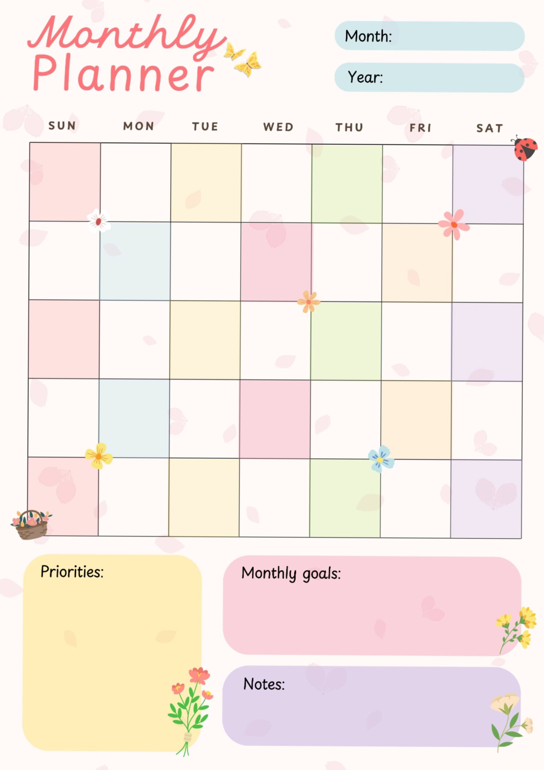🎀 🌿 secret to staying productive: Gentle Floral Monthly Planner Printable | Creative Monthly Organizing Tool