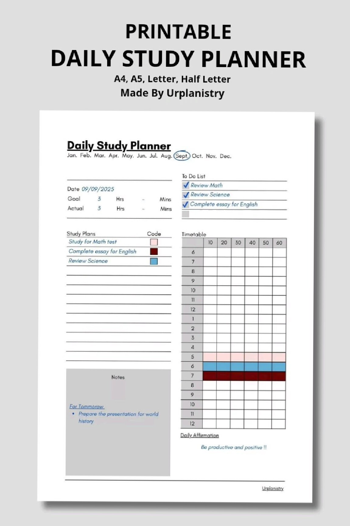 🍰 🥂 secret to staying productive: Printable Daily Study Planner 66 | Organize Your Day with Style