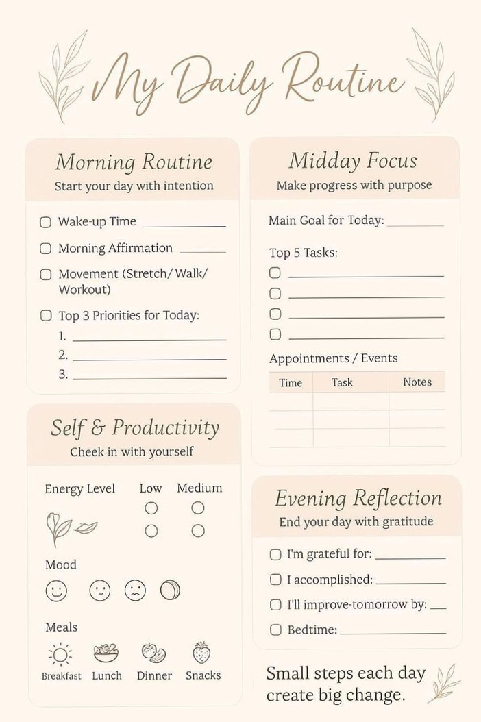 📍 🎨 secret to staying productive: Chic Daily Planner for Efficient Mornings & Evenings