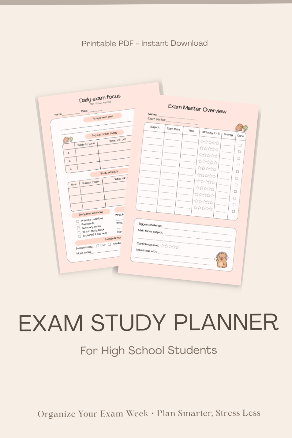 💎 💎 secret to staying productive: Exam Study Planner PDF for High School Students