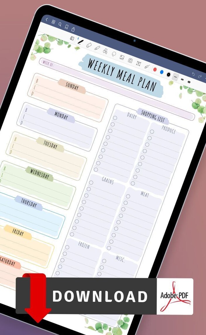 🤍 🎀 secret to staying productive: Weekly Meal Menu Template for Easy Planning