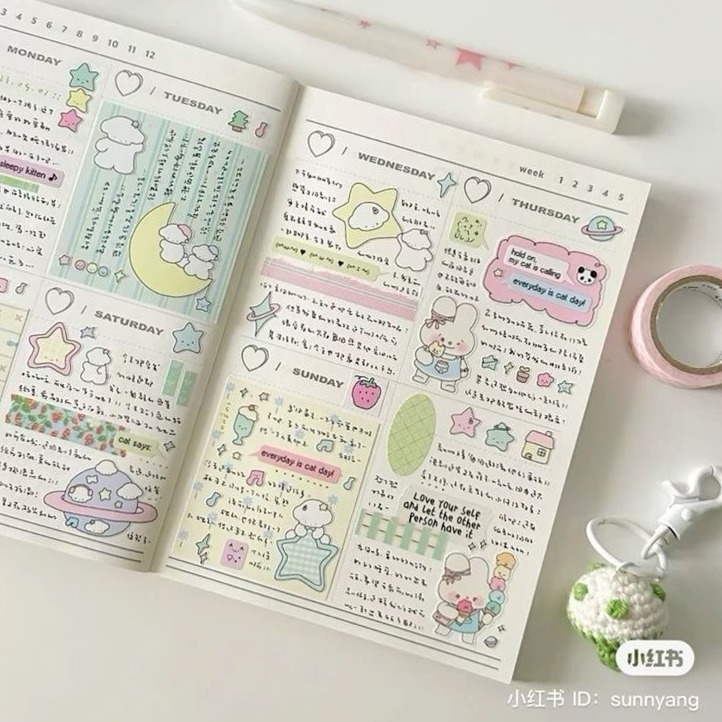📌 📝 secret to staying productive: Aesthetic Journal | Cutie Meerib Digital Planner Design
