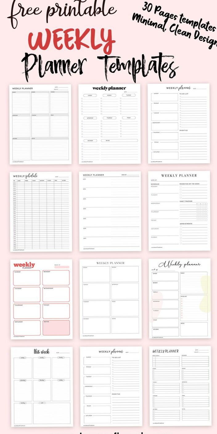 📝 🖇️ secret to staying productive: Free Weekly Planner Templates | 30+ Designs