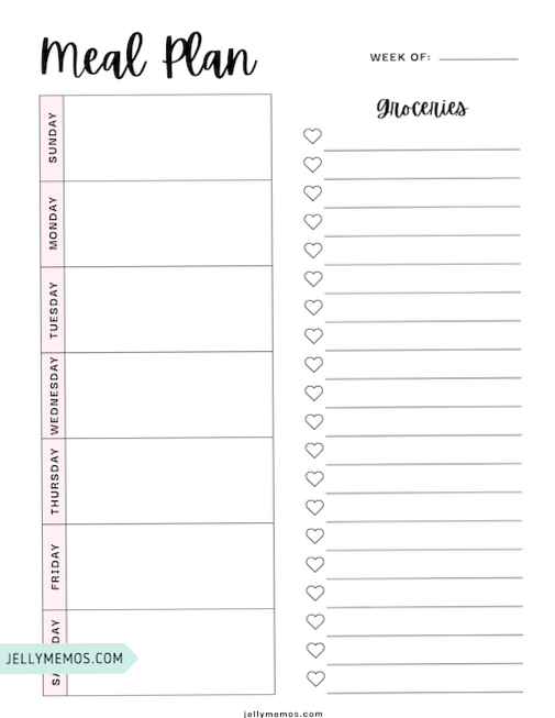 🤍 🌿 secret to staying productive: Cute Weekly Meal Planner & Grocery List Template + Pink Planner Pages