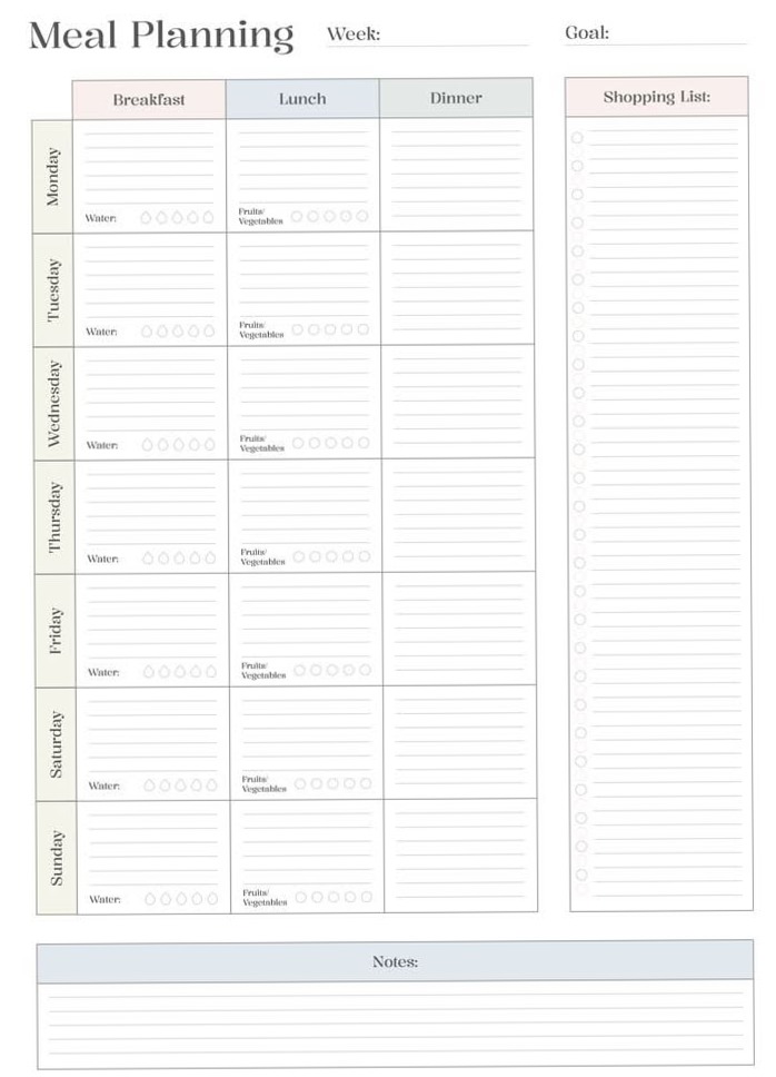 💍 🌸 secret to staying productive: Weekly Meal Plan Template | Free Google Docs Design