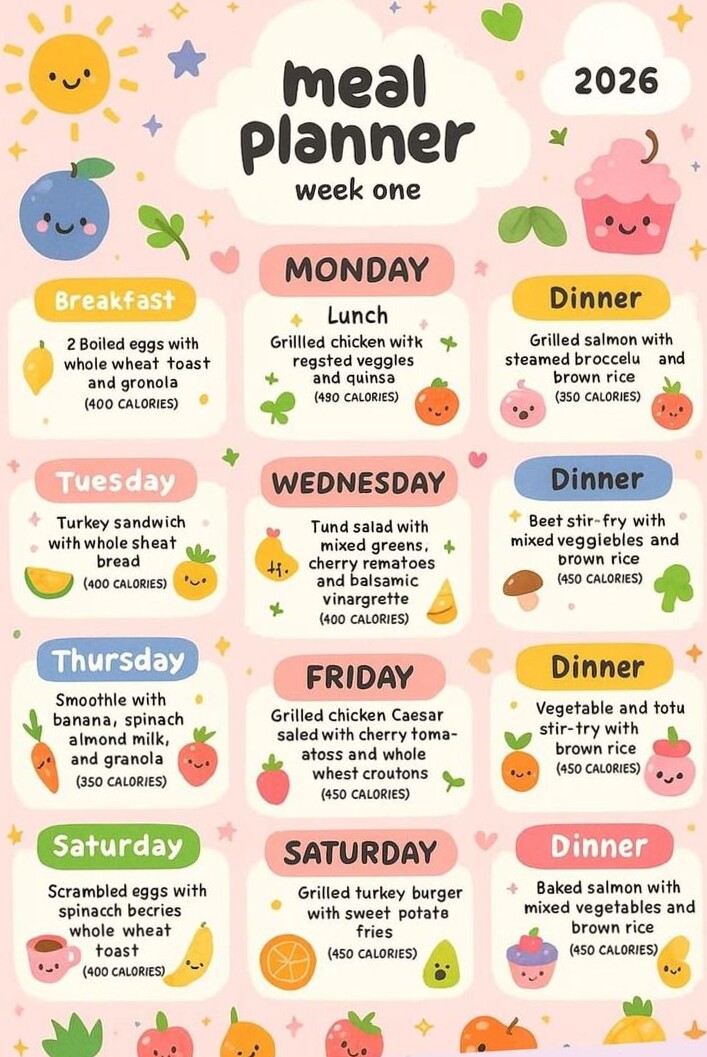 🌿 🌿 secret to staying productive: The Ultimate Aesthetic Weekly Planner Template for Meal Prep