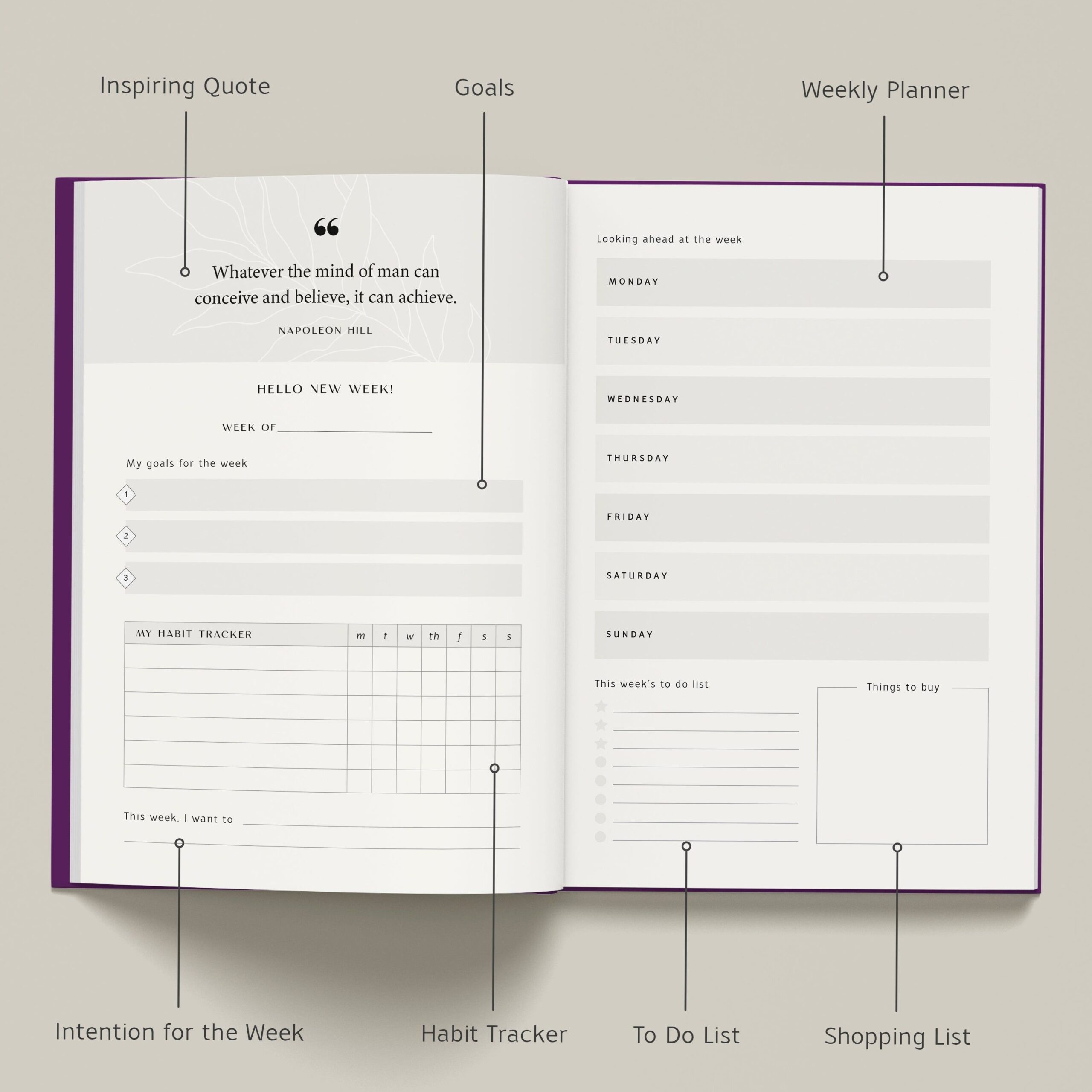 Seize The Day – Olive Green Undated Planner {New} — 📝 📌 dream life manifestation