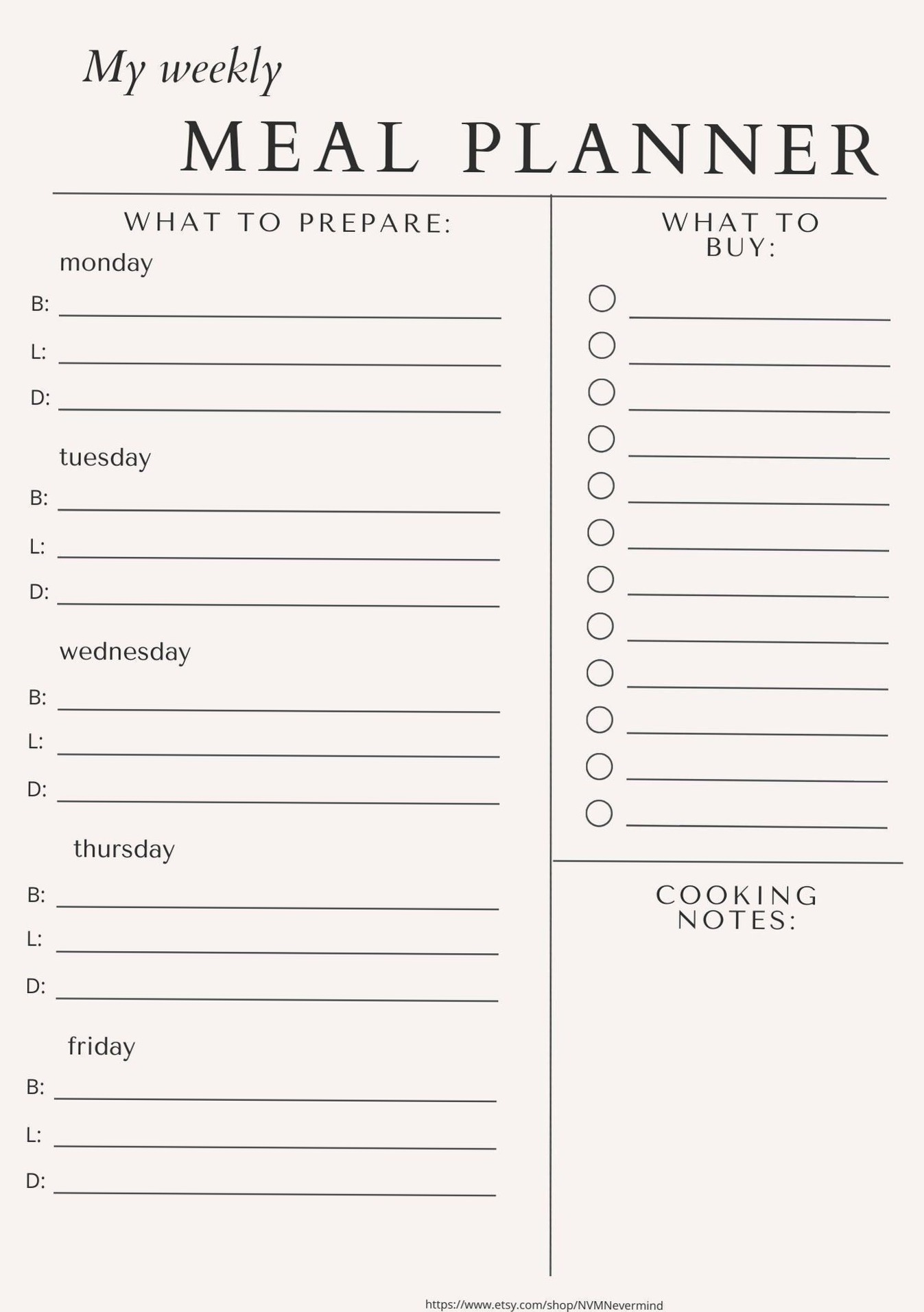 🕯️ 🎀 Simple Weekly Meal Planner — Printable & Editable Design | secret to staying productive