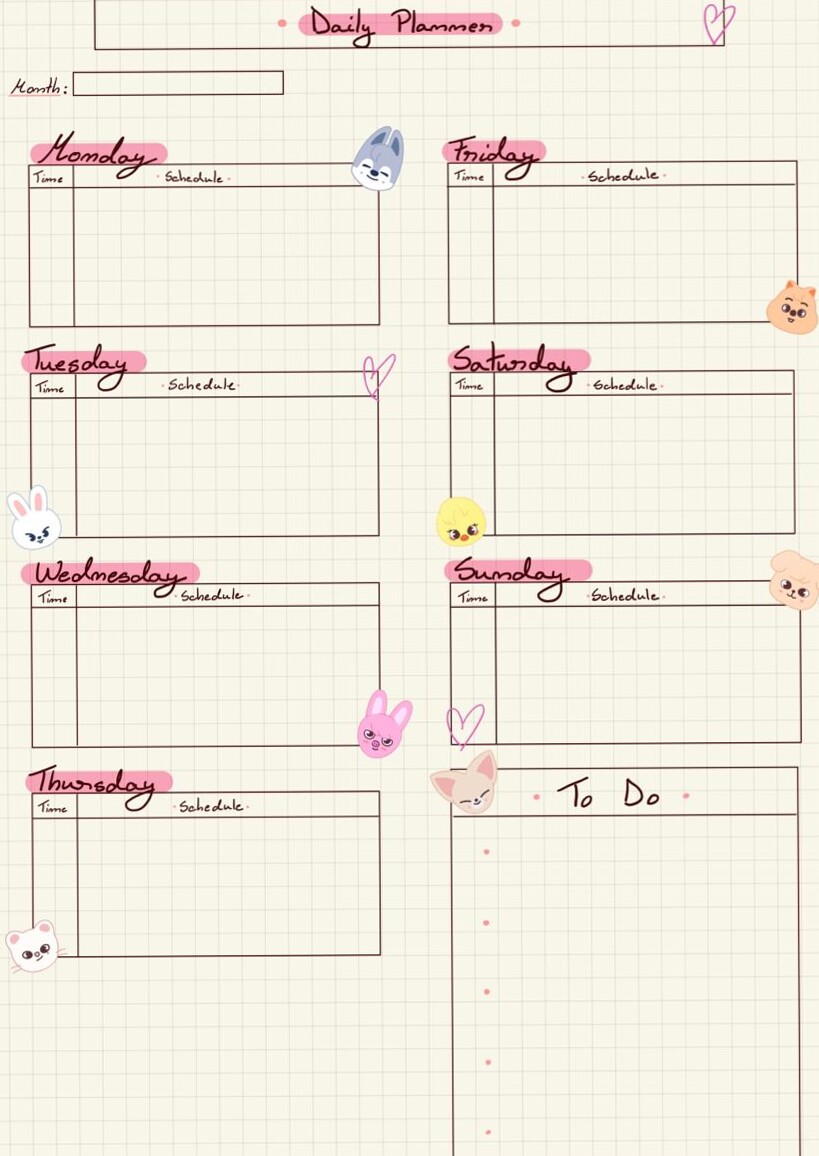 Skzoo Daily Planner – Creative Digital Organizer for Productive Days — 📊 📝 secret to staying productive