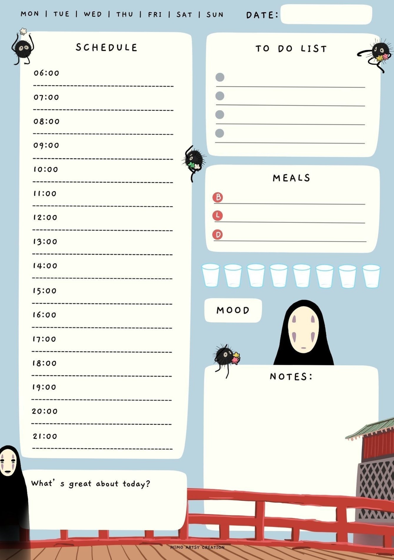 Spirited Away No Face Weekly Planner | Studio Ghibli Design — 📁 📁 romanticize your routine
