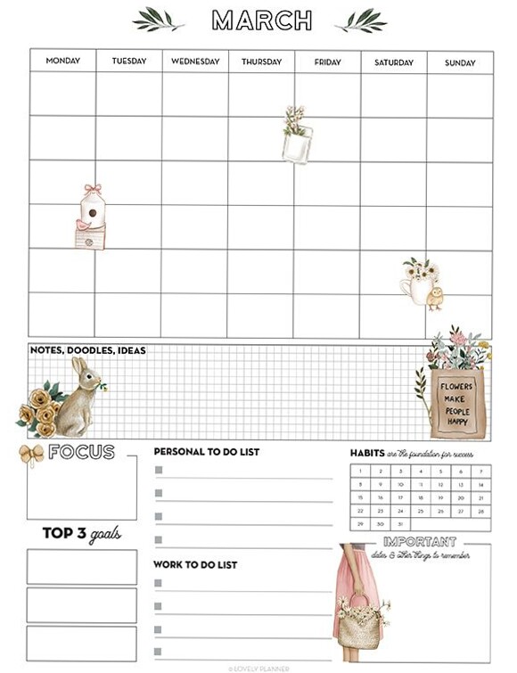Spring Planner Pages — Free Printables for Digital Design — 🌈 🪄 dream life manifestation