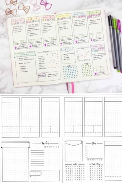 🪄 📍 stay inspired all year long: Weekly Bullet Journal Layout Template for Digital Planners & Creative Designers