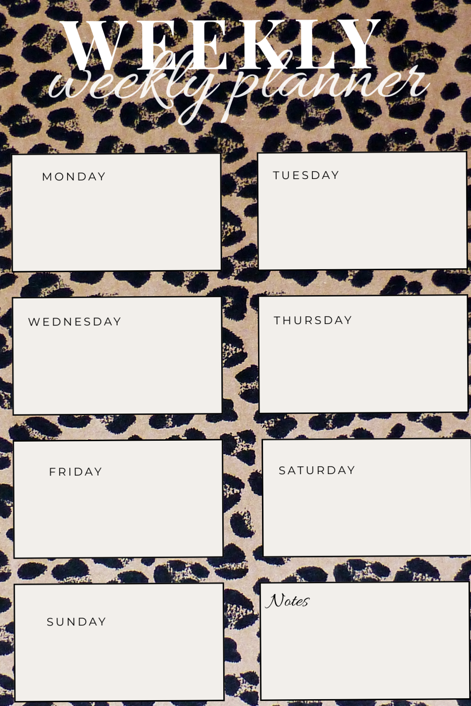 ☁️ 🤍 stay inspired all year long: Aesthetic Leopard Weekly Planner | Minimal Printable Schedule