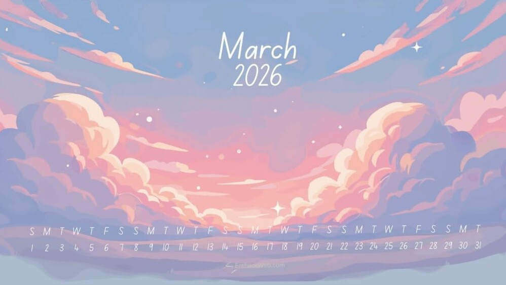 🖇️ 📊 stay inspired all year long: March 2026 Calendar Wallpaper | EntheosWeb Design