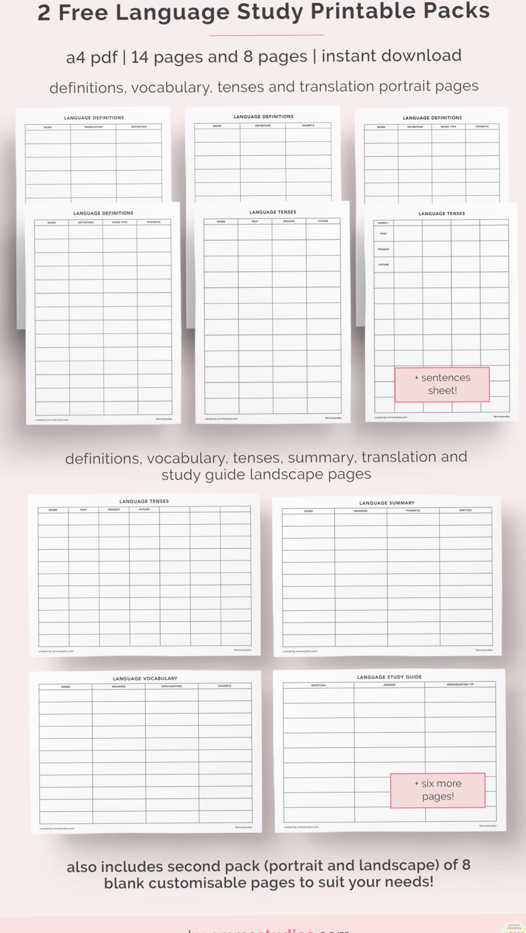 📊 📝 stay inspired all year long: Emma Studies: Free Printables for Creative Planners & Design Lovers