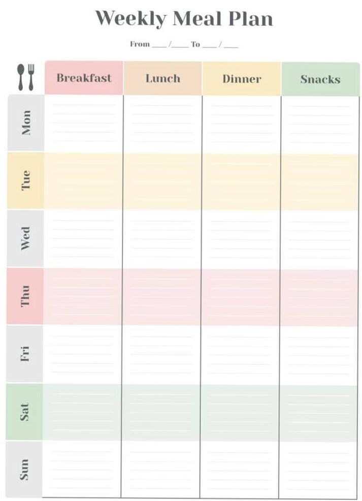 🎨 💎 stay inspired all year long: Weekly Meal Planning Journal Template for Google Docs