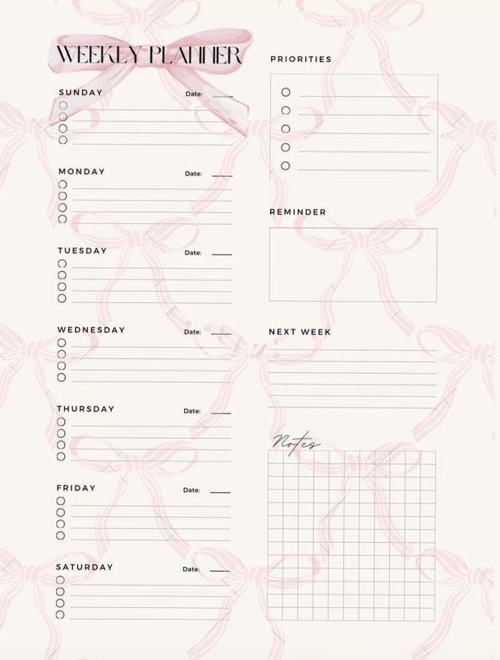 📊 🖇️ stay inspired all year long: Free Printable Weekly Meal Planner & Grocery List