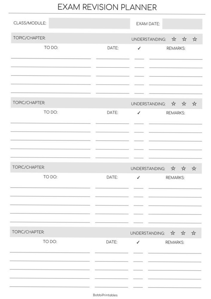 🪄 🪄 stay inspired all year long: Exam Revision Planner — Gray.pdf | Google Sheets Calendar