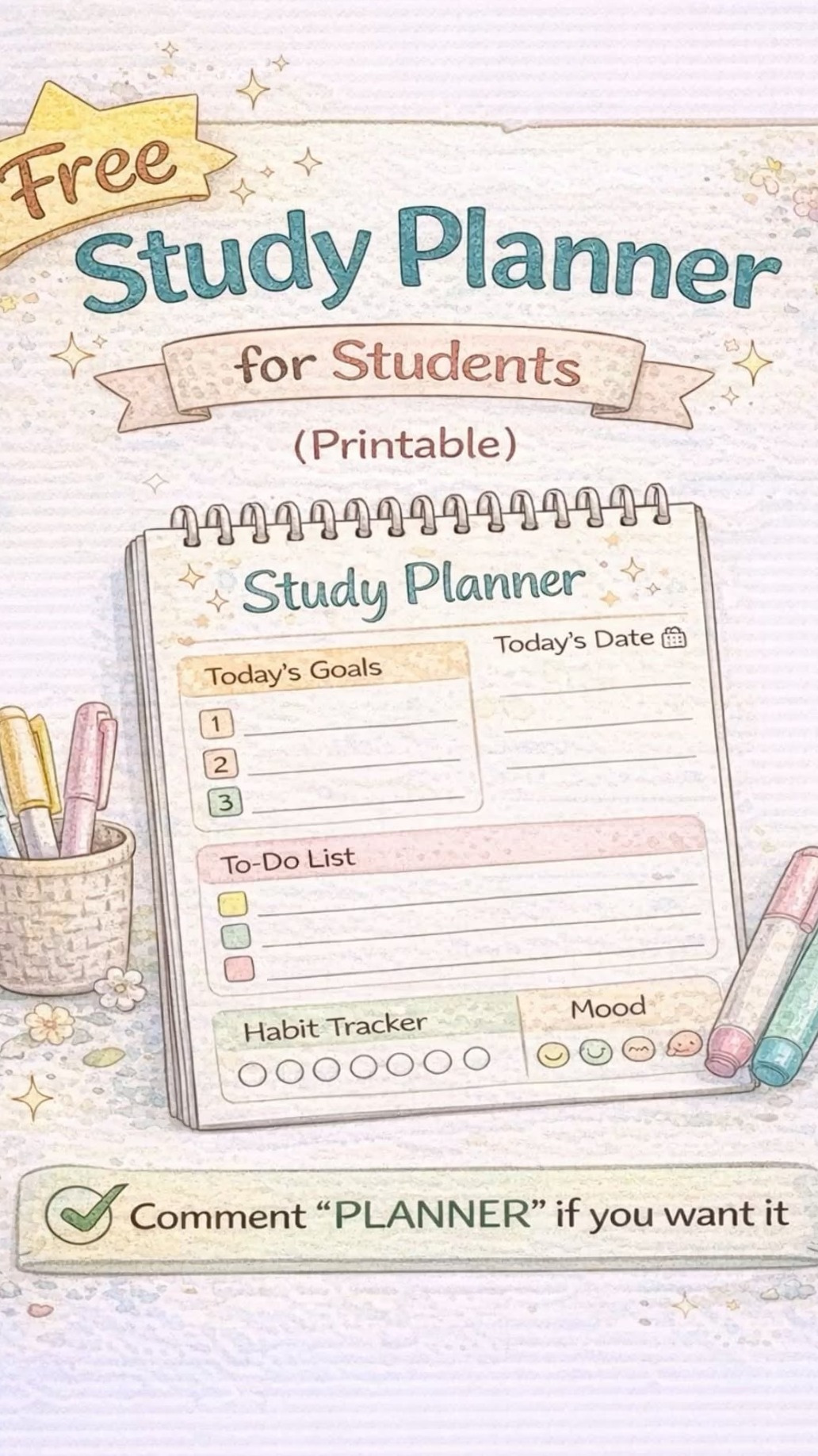 🎀 🕯️ stay inspired all year long: Free Study Planner PDF for Students | Printable & Organized