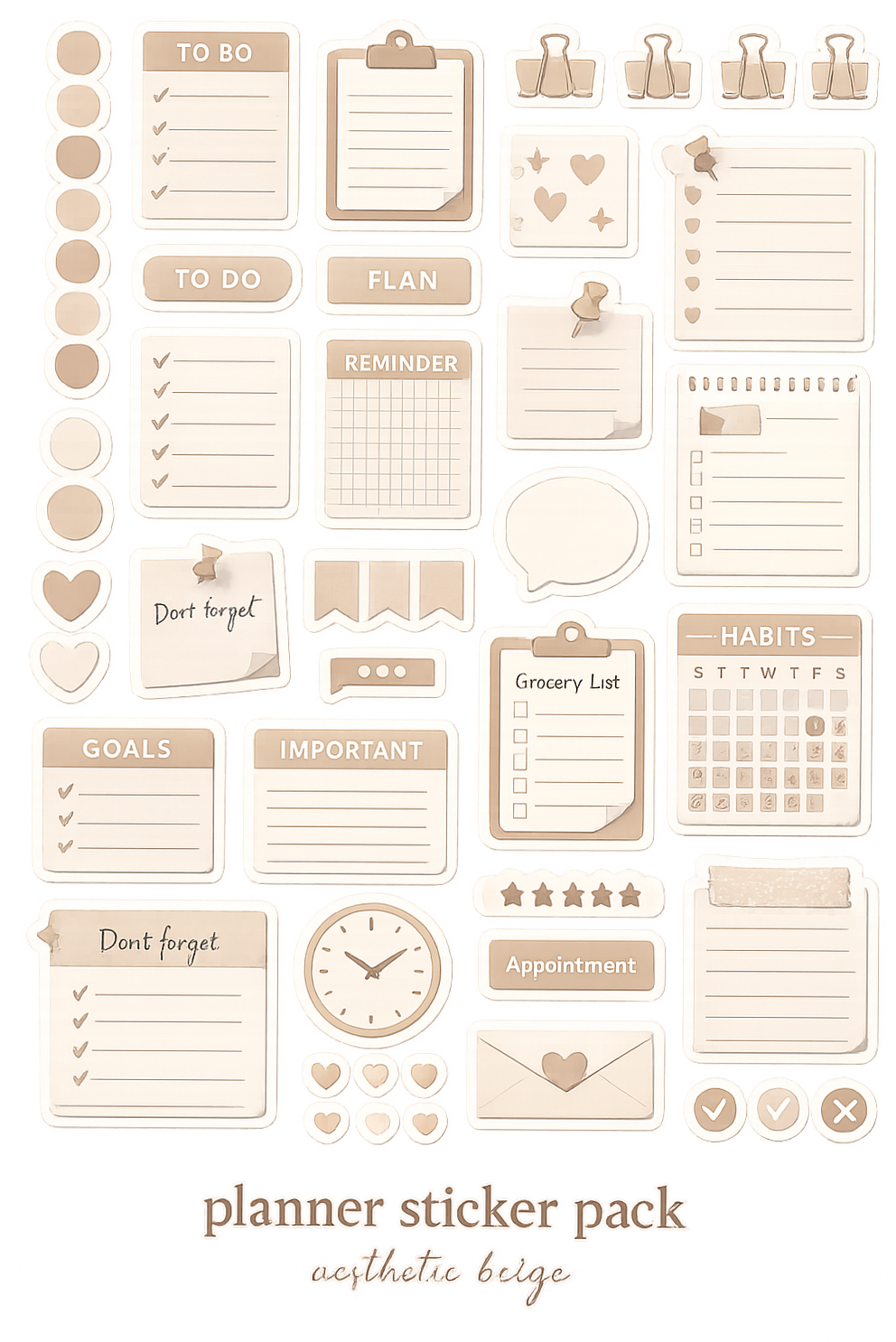 🖇️ 📅 stay inspired all year long: Aesthetic Beige Planner Stickers for Creative Organization