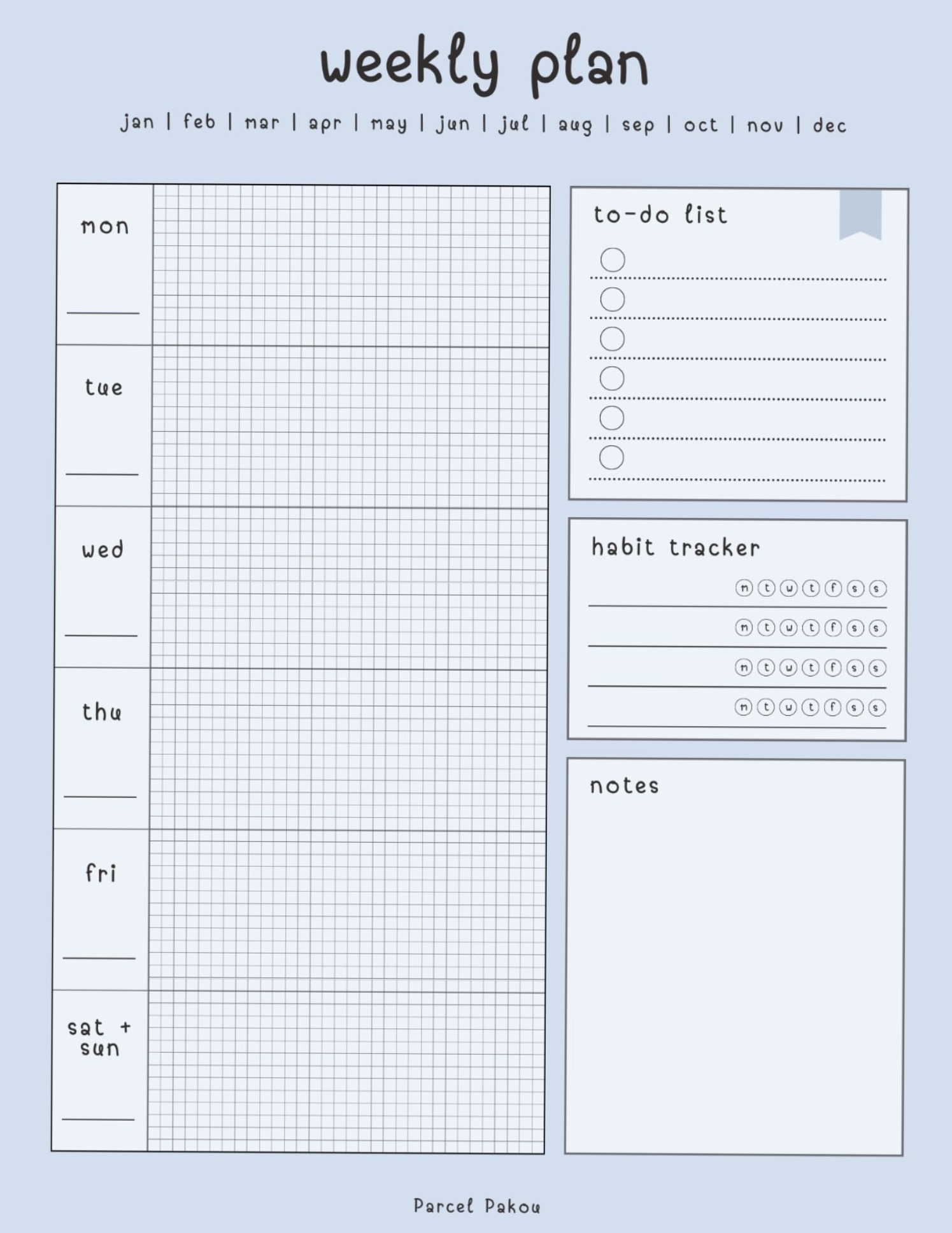 📍 💎 stay inspired all year long: Pastel Weekly Planner | Purple & Blue Minimalist Notepad Design