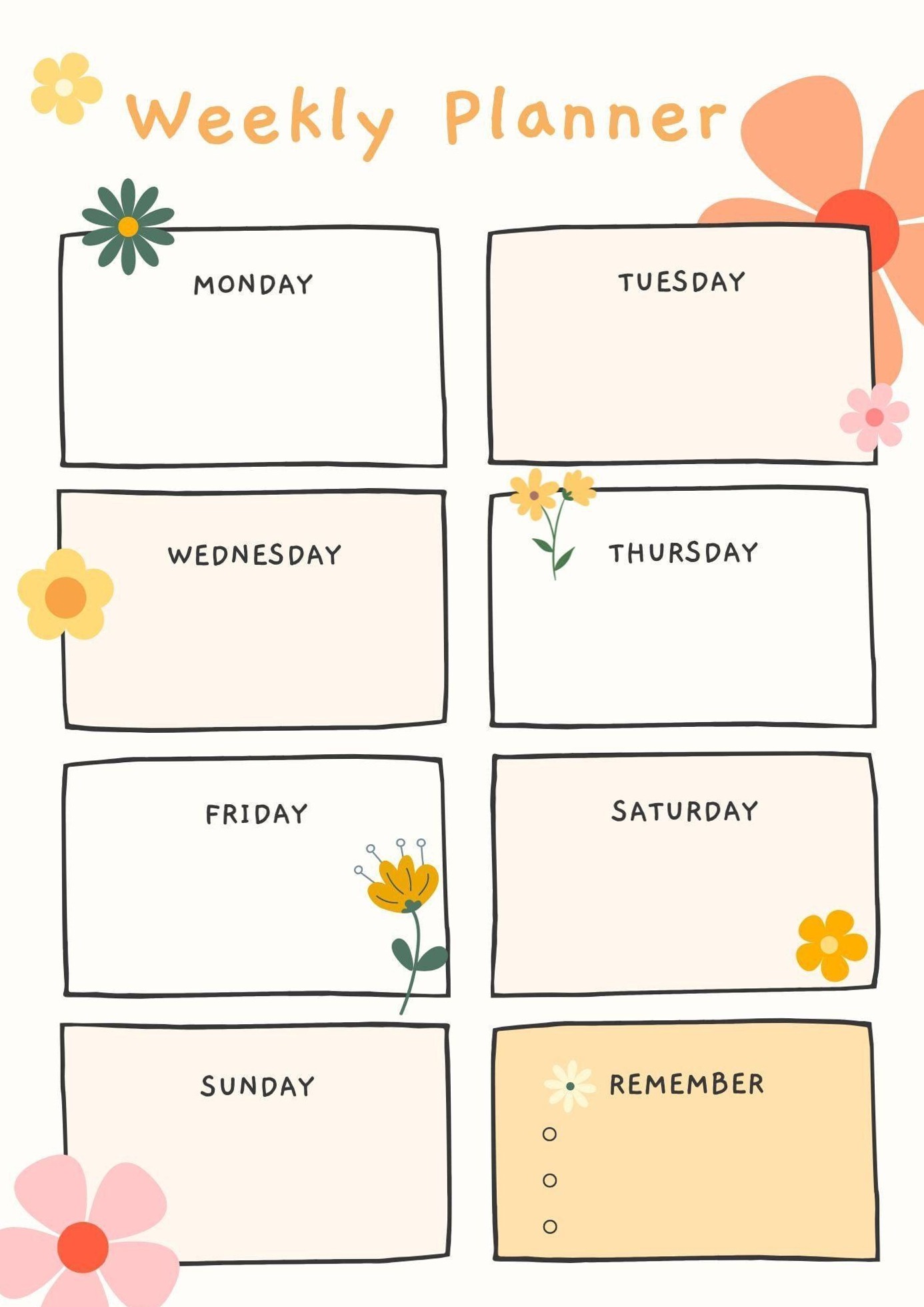 🍰 💌 stay inspired all year long: Free Floral Weekly Planner Print | Cute & Organized Schedule, Planner Template