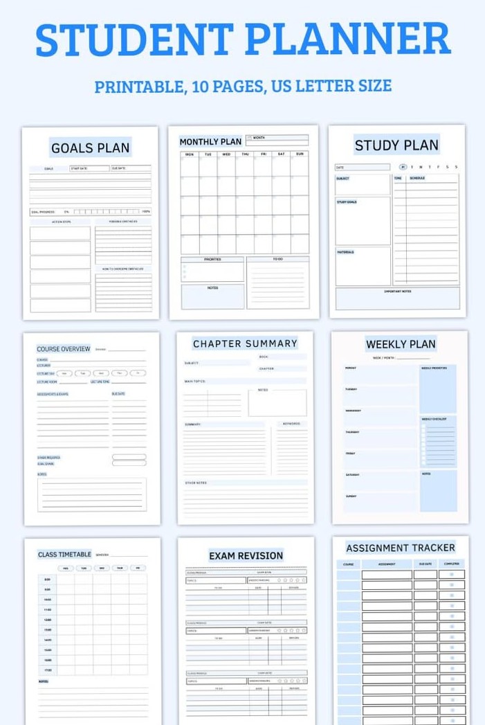📝 🖇️ stay inspired all year long: 9-in-1 Student Planner Bundle | Daily, Weekly, Monthly PDFs