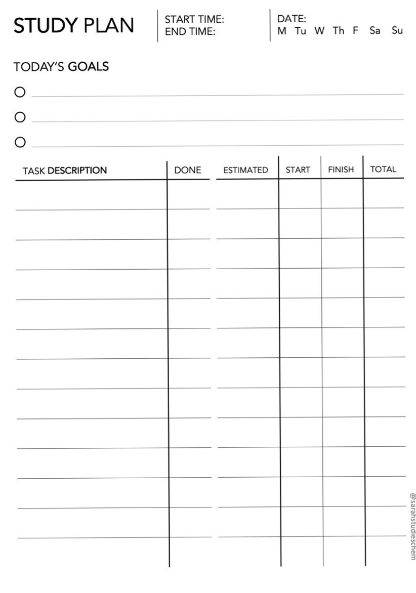 🥂 🌸 stay inspired all year long: Study Plan Printable for Productive Learning