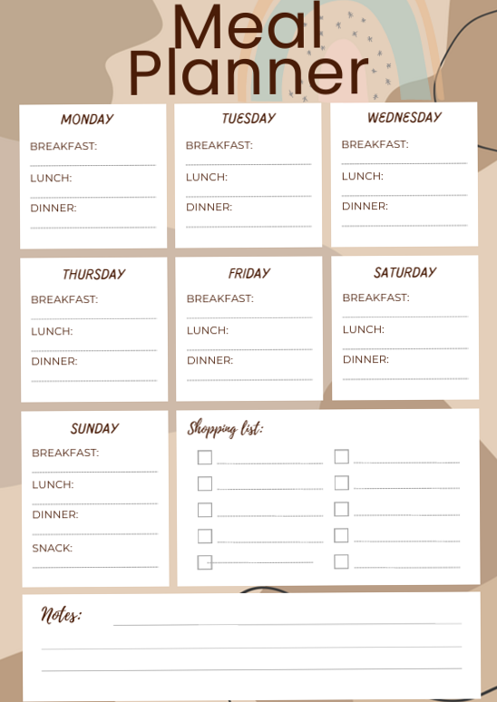 🎨 📍 stay inspired all year long: Minimalist Weekly Meal Planner