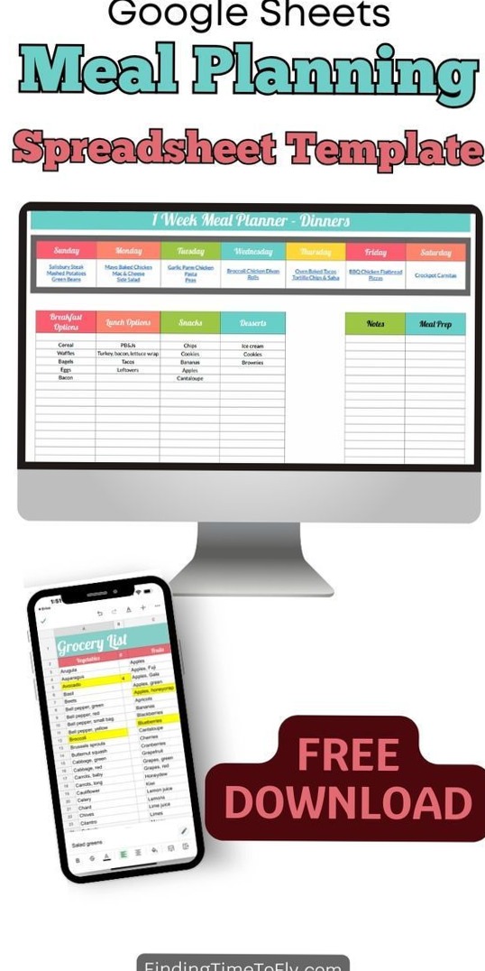 🎀 ☁️ stay inspired all year long: Free Google Sheets Meal Plan Template with Grocery List