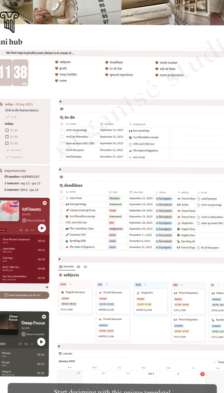 👰 🌸 stay inspired all year long: Free University & College Planner Templates for Study Success