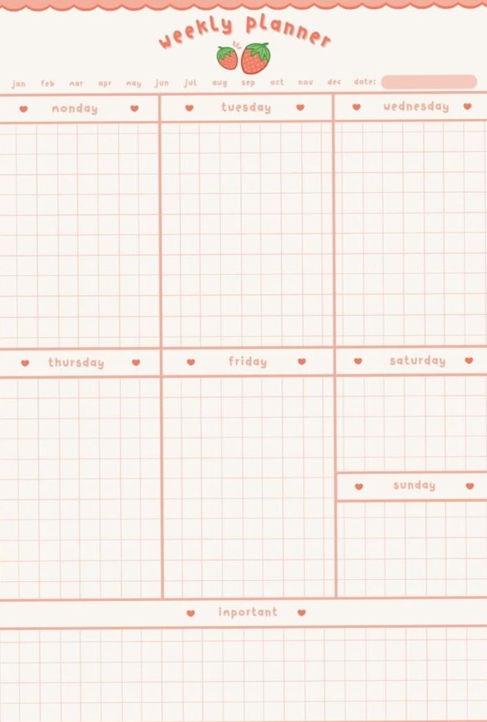 Strawberry Aesthetic Weekly Planner 2026 | Undated Notepad Design — 🎀 ✨ secret to staying productive