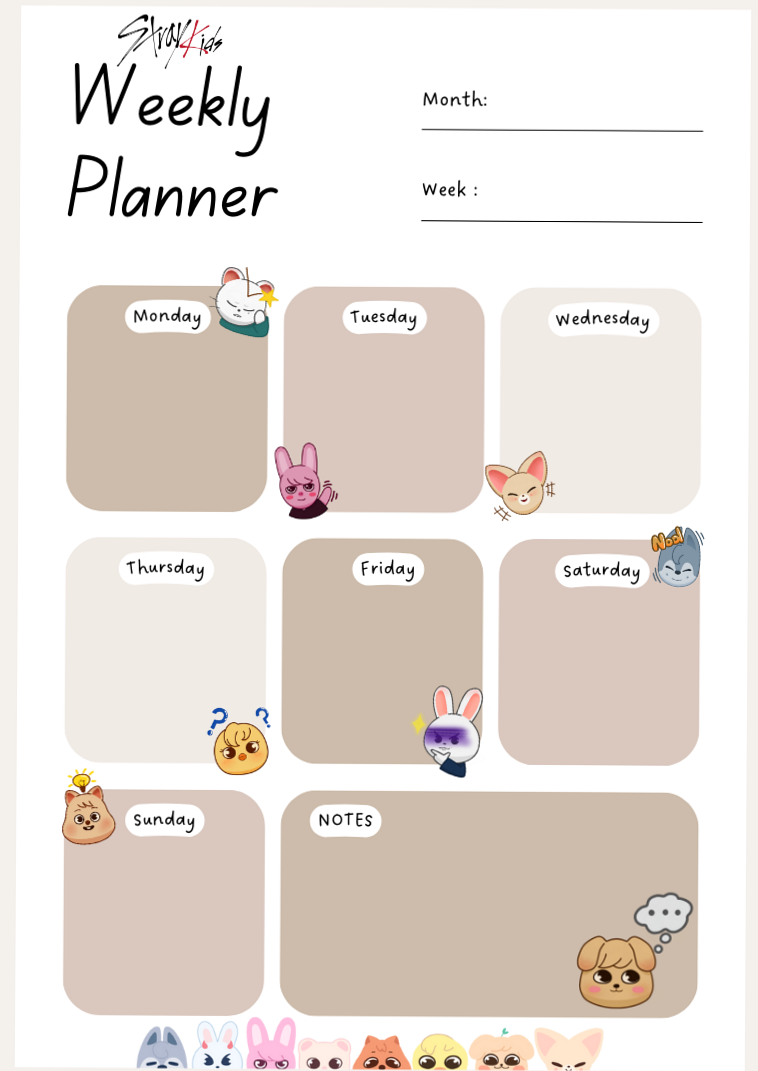Stray Kids Weekly Planner Calendar Design | SKZOO — 🌈 💎 stay inspired all year long