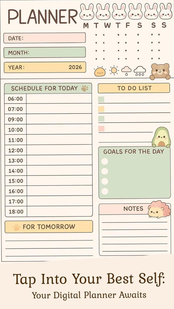 Structure Your Success: Adorable Daily Planner Template — 🥂 💍 dream life manifestation