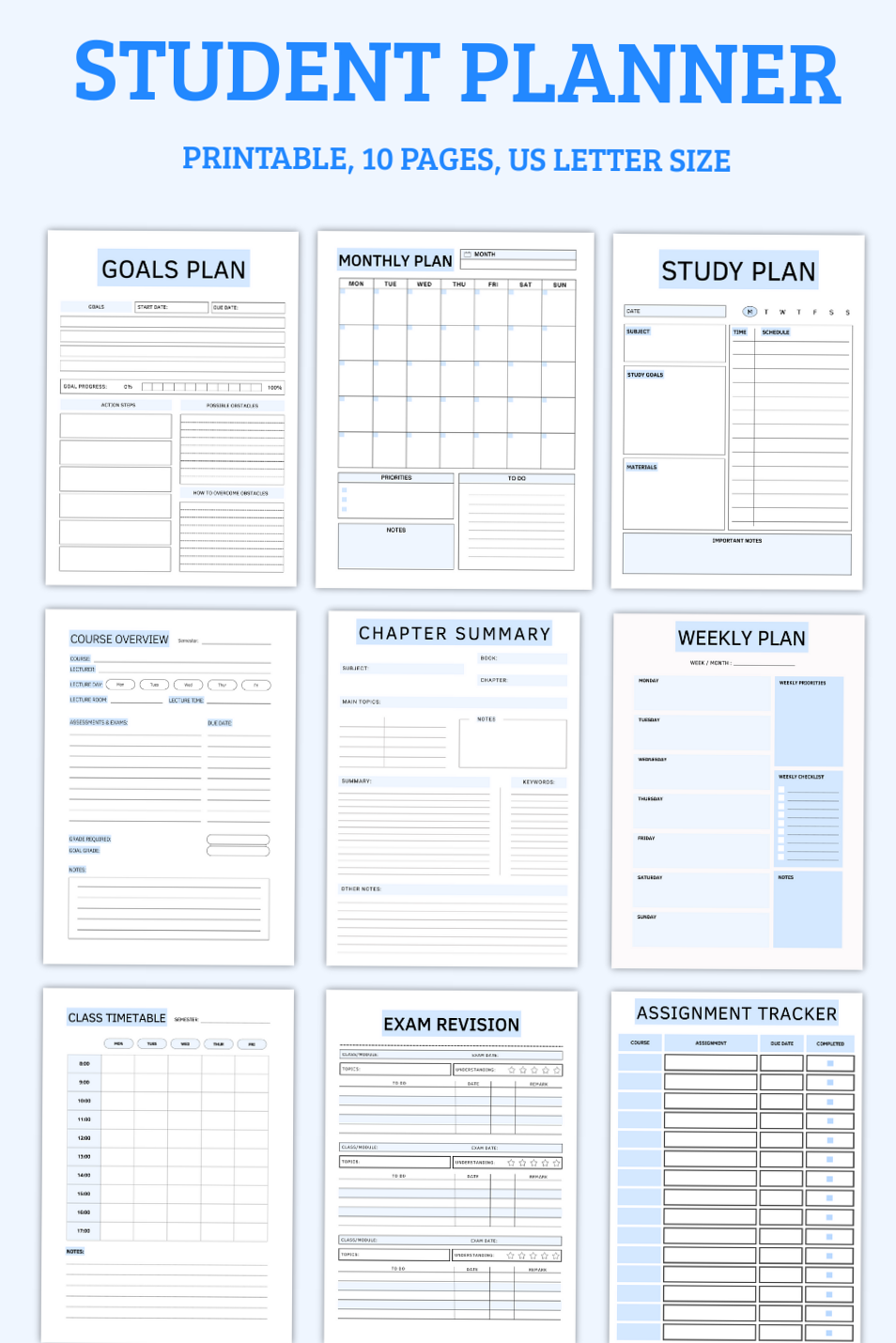Student Planner Bundle | 9-in-1 PDF for Daily & Weekly Life Planning — 🌸 💌 dream life manifestation