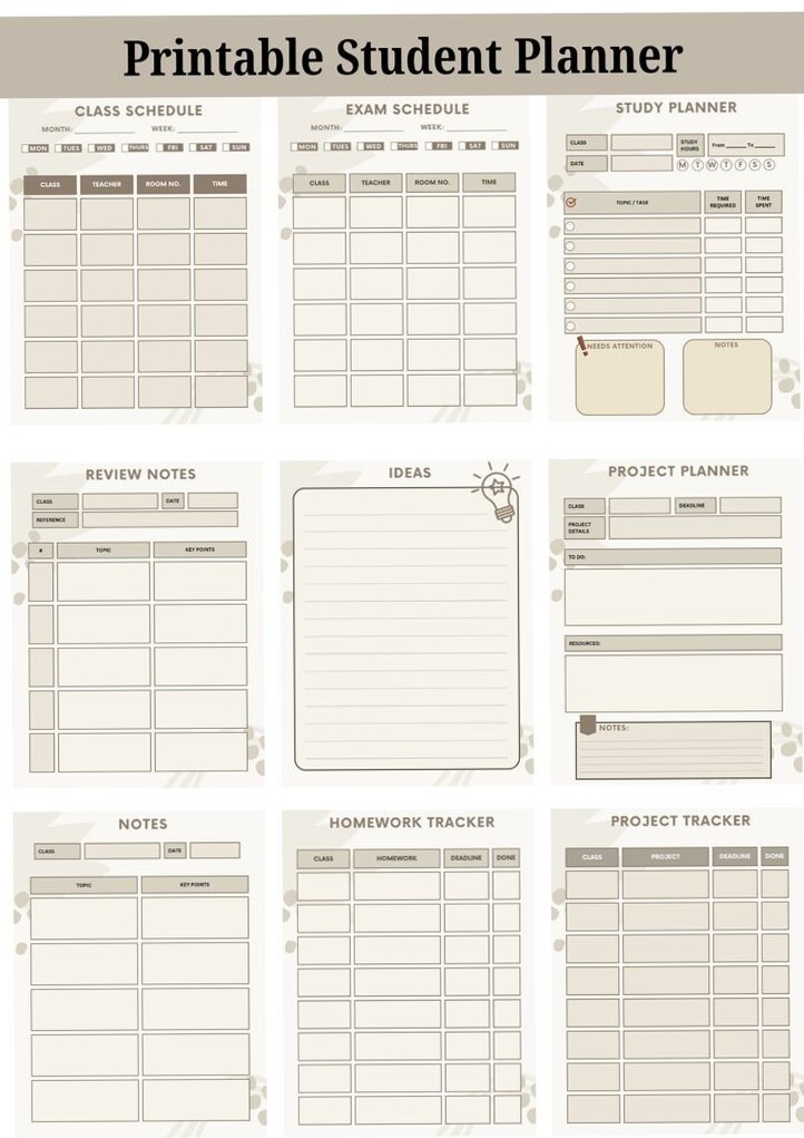 Student Planner | Minimalist Design | Printable & Editable — 📝 📌 romanticize your routine
