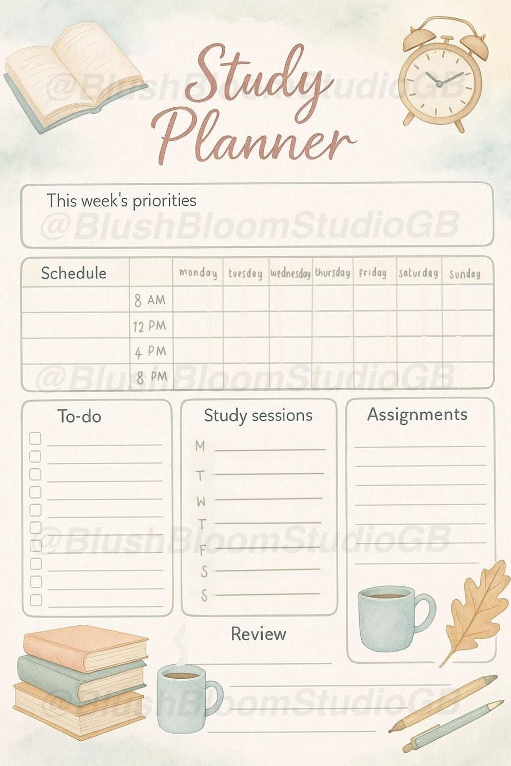 Study Planner | Aesthetic Digital Study Schedule | Printable Academic Planner Design — 📍 💎 stay inspired all year long