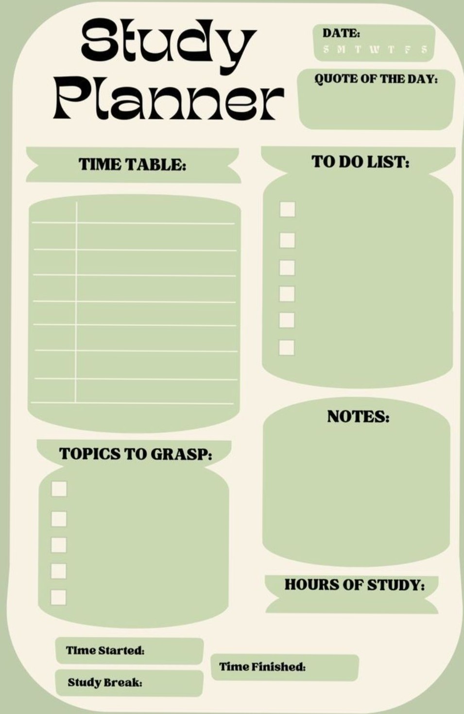 Study Planner for Revision & Organization | Printable Design — 🍰 👰 stay inspired all year long
