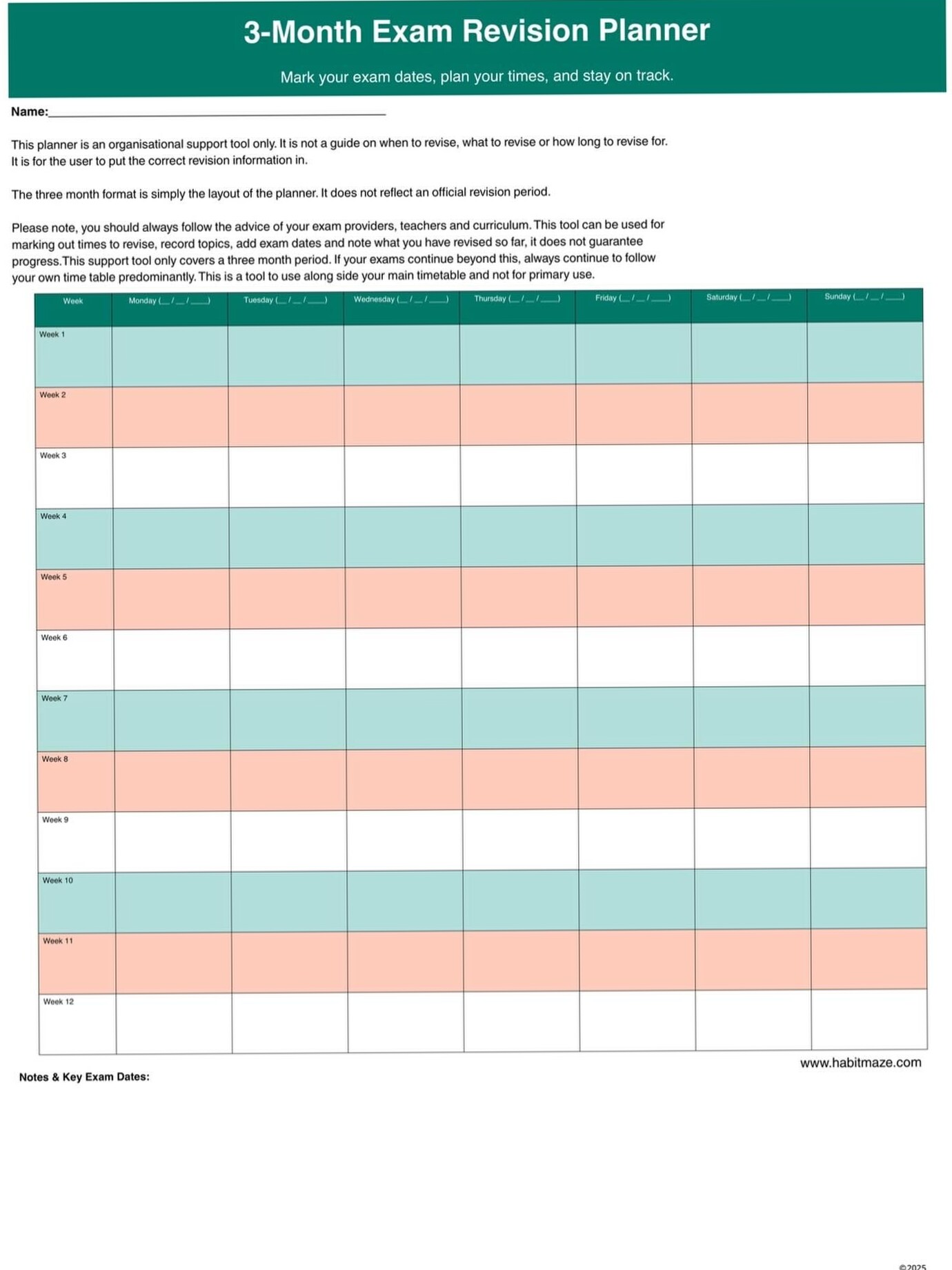🤍 🤍 Study Planner Wall Chart for Productive Days | stay inspired all year long