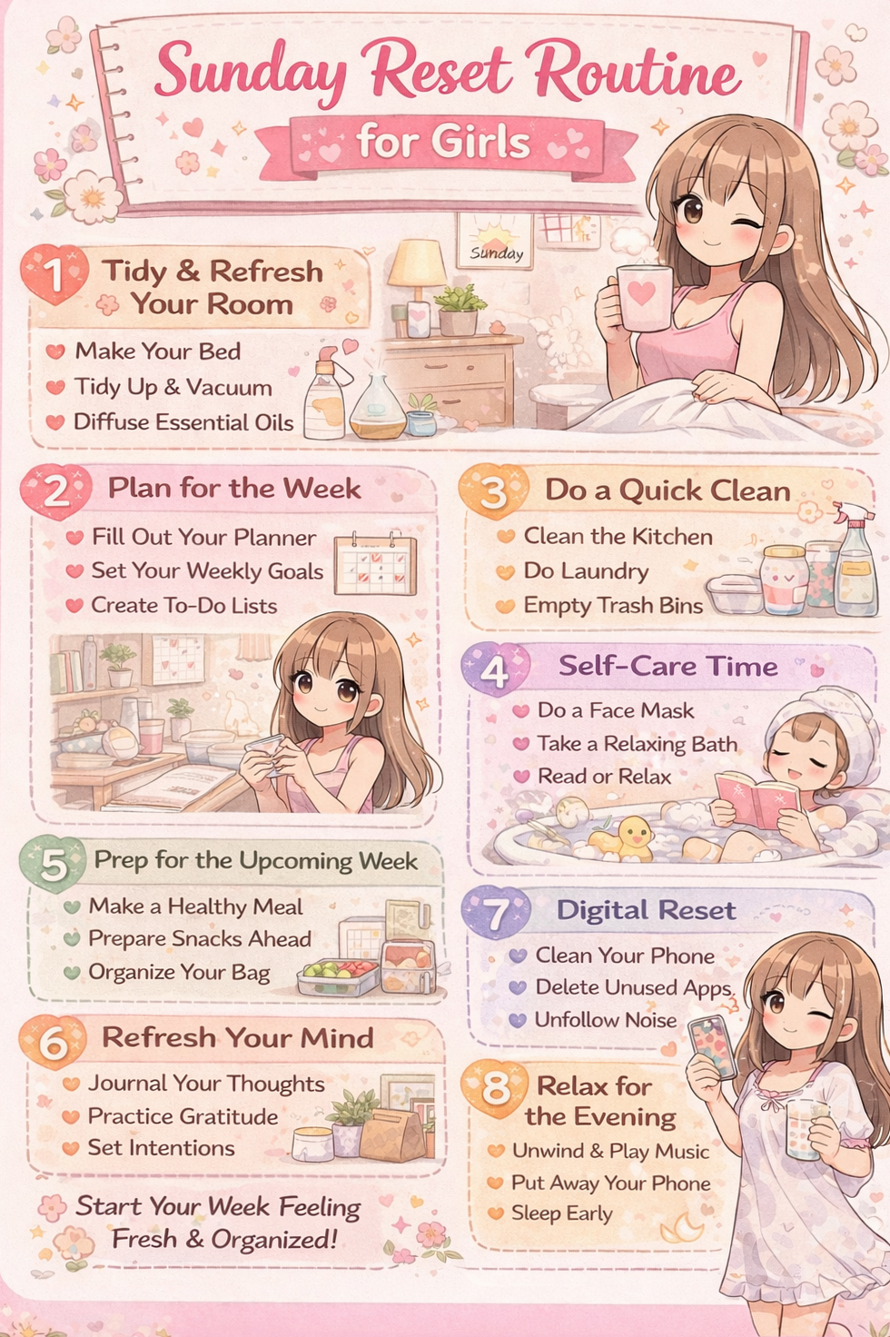 Sunday Reset Routine for Girls Get Your Life Together Before Monday — 💍 🌸 dream life manifestation