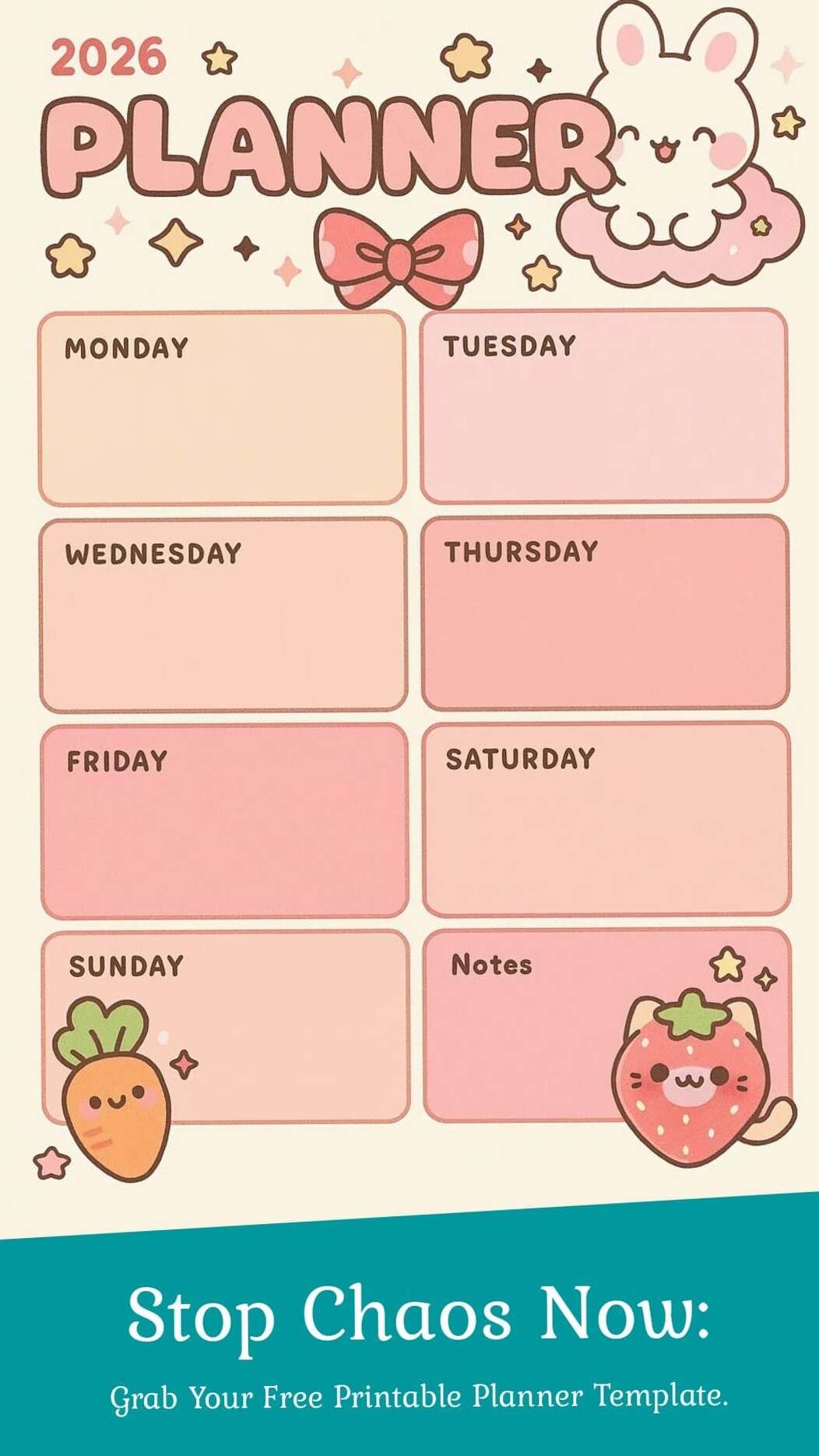 🌿 🎀 Sweet Weekly Planner Printable with Adorable Charm | stay inspired all year long