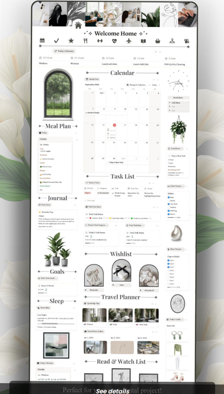 That Girl Notion Planner | Aesthetic Life & Goals — 🥂 🍰 pro digital dashboard